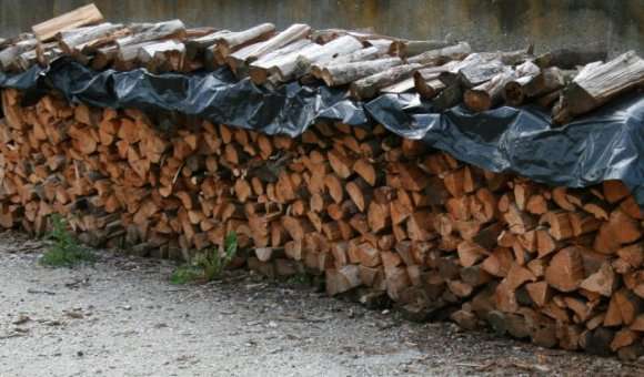 Wood drying under a sheet