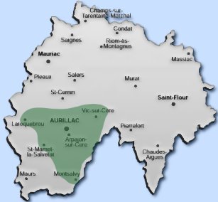 Carte du Cantal pour la livraison du bois de chauffage